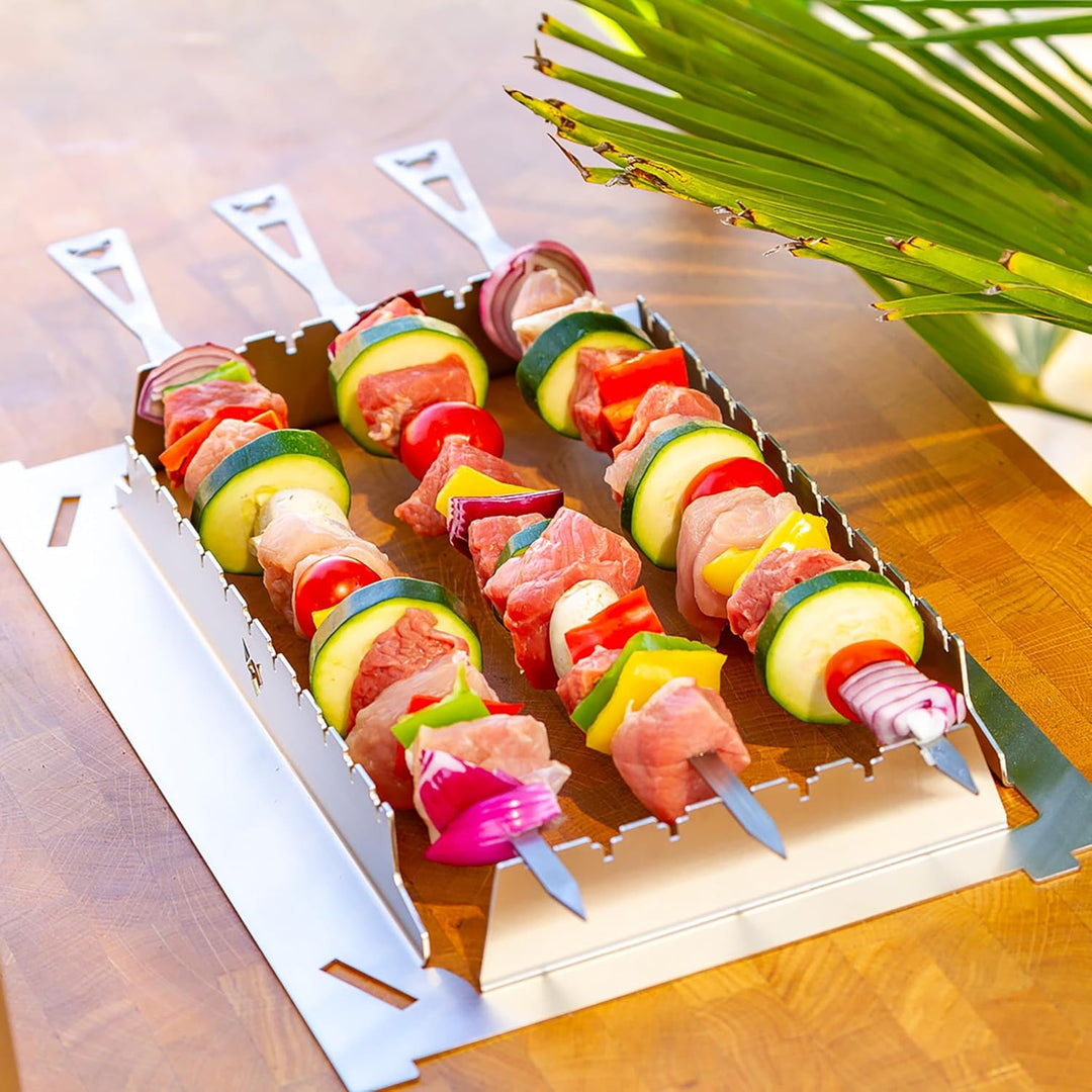 Grillspiesse und Halterung im Set | 10- teilig | Grillzubehör für den FENNEK 2.0 aus Edelstahl | Mad