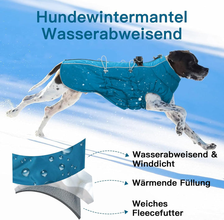 Hundemantel Winter, Ärmellose Hundejacke mit Durch Verstellbare Gummizüge, Rutschfester Reissverschl