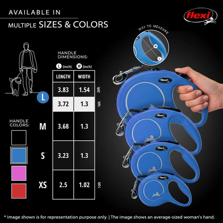 Flexi Klassische einziehbare Hundeleine, 4,8 m, Grösse L, Blau blau 16 Foot (Pack of 1), blau 16 Foo