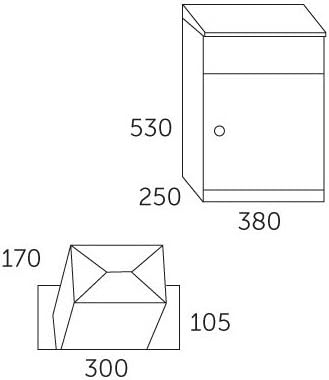 Allux 500 F54512 Briefkasten, Schwarz, 530 x 380 x 250 mm