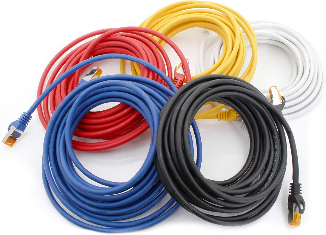 1aTTack.de 5m - Cat.7 Netzwerkkabel 5-Farben 03-5 Stück Gigabit Ethernet LAN Kabel 10000 Mbit s Patc