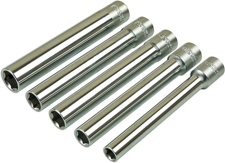 Laser 7032 Steckschlüssel-Set, extra lang, mehrfarbig, 3/8 Zoll, 5-teilig