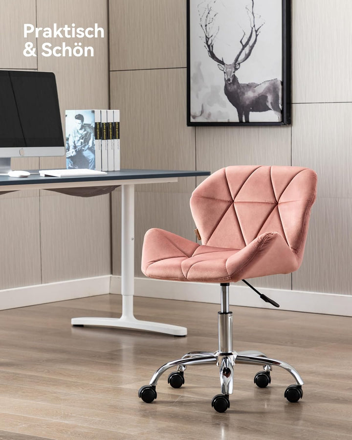 HNNHOME Eris Schreibtischstuhl, moderner, gepolsterter Samt, Drehstuhl, aus Stoff, höhenverstellbar