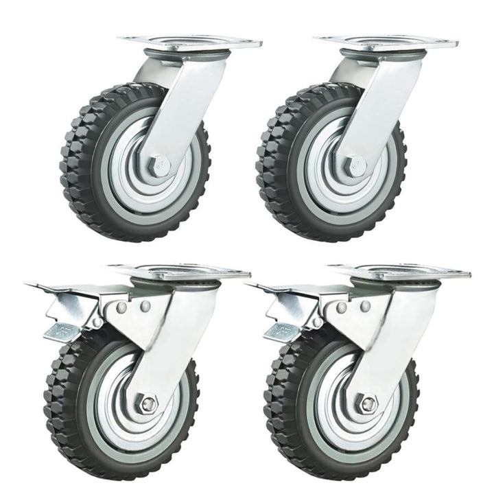 uyoyous 4PCS Schwerlastrollen 150mm Transportrollen Möbelrollen Vollgummi Rollen 2 Bremsrollen 2 Len