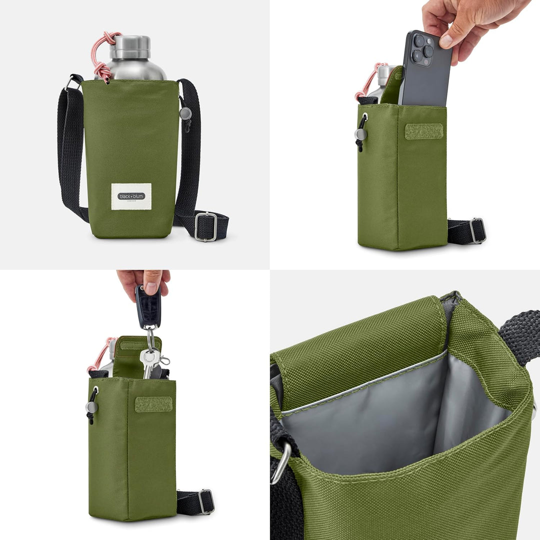 BLACK + BLUM Isolierte Flaschentasche | Moos | Nachhaltige Kühltasche Flasche aus recyceltem PET | W