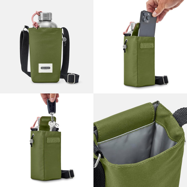 BLACK + BLUM Isolierte Flaschentasche | Moos | Nachhaltige Kühltasche Flasche aus recyceltem PET | W