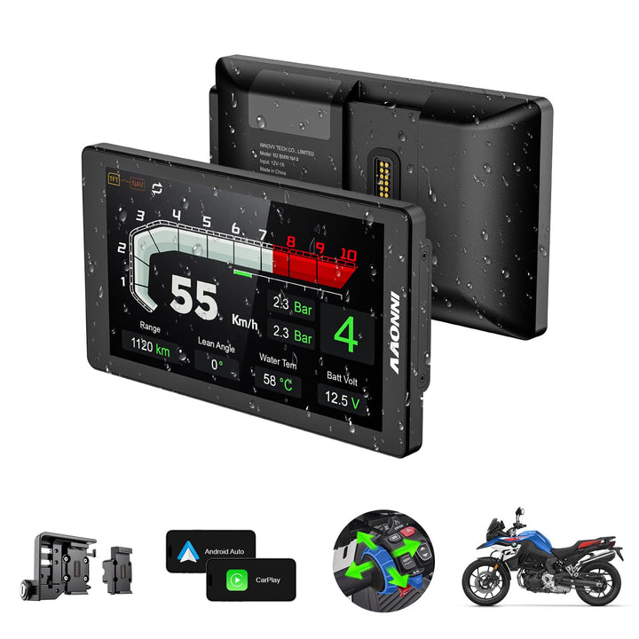 INNOVV N2 Wireless CarPlay & Android Auto for BMW Motorcycle - 6.5-inch Display, IP67 Weatherproof,
