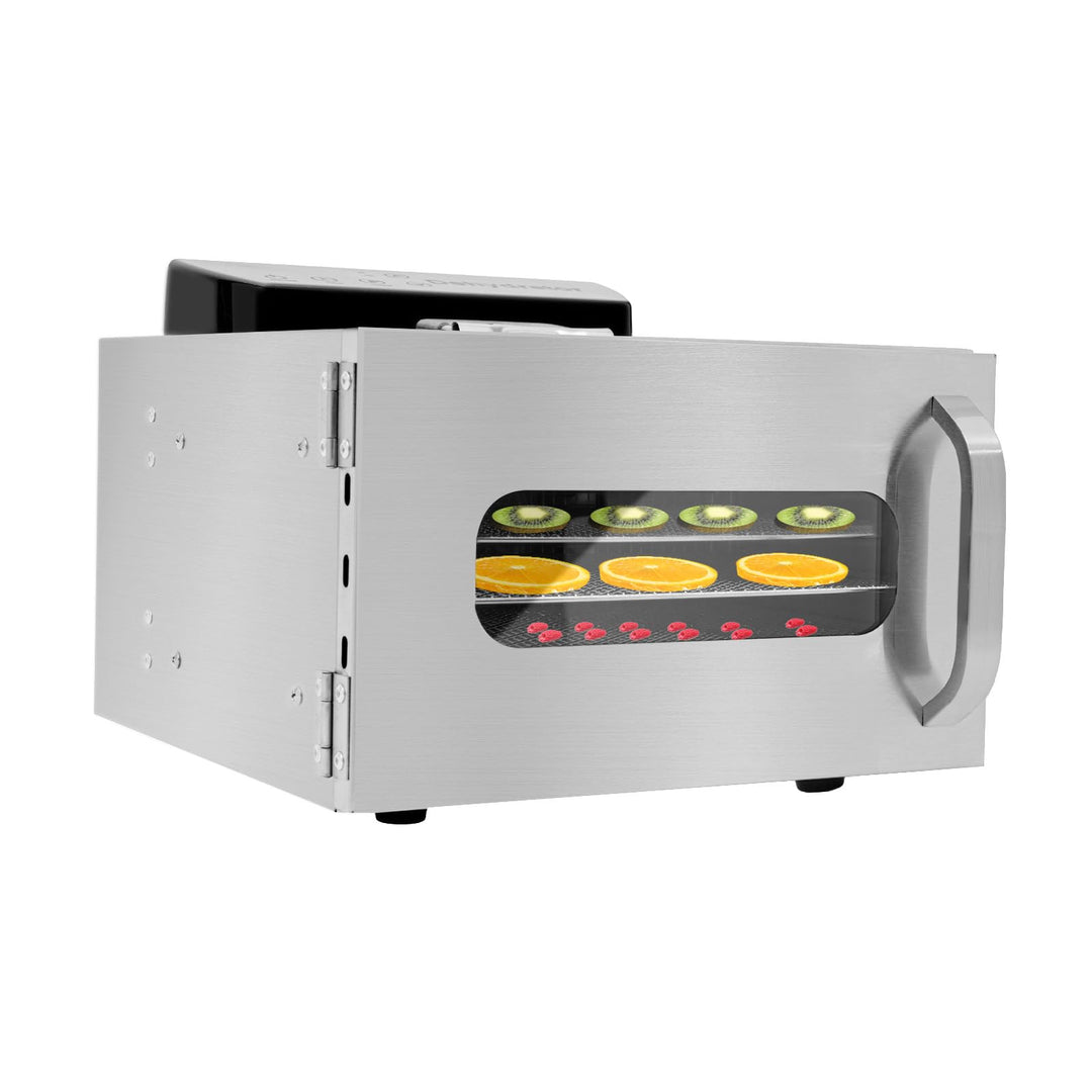 Dörrautomat, 400W Dörrgerät für Obst und Gemüse mit LED-Anzeige, 24 Std. Zeitschaltuhr, 6 Essenstabl
