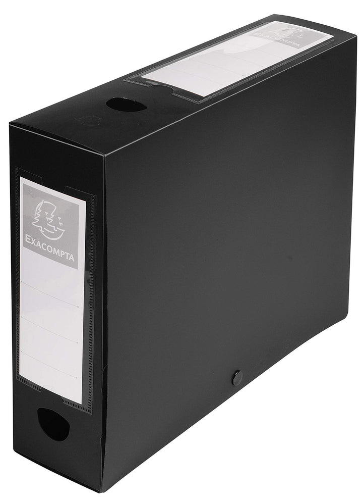 Exacompta 59831E Packung (mit 10 Archivboxen aus PP, mit Druckknopf, Rücken 80mm, DIN A4, mit Rücken