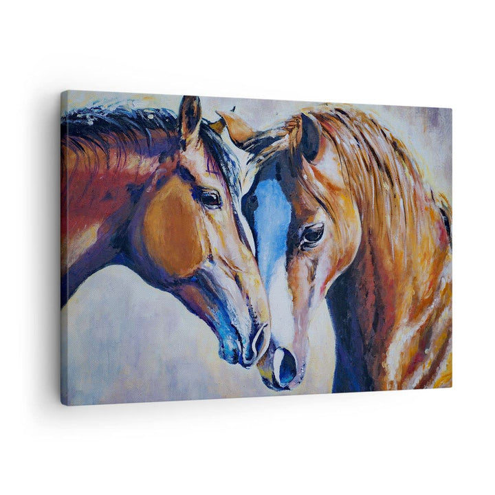 Bilder auf Leinwand Pferd Tier Bindung Leinwandbild mit Rahmen 70x50cm Wandbilder Dekoration Wohnzim