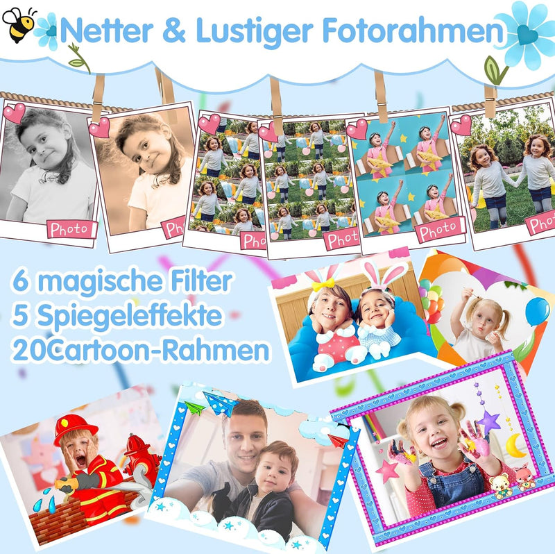 Selvim Kinderkamera 3 4 5 6 7 8 Jahre, 2,4" 1080P HD Digitalkamera für Kinder, Wiederaufladbare Kame