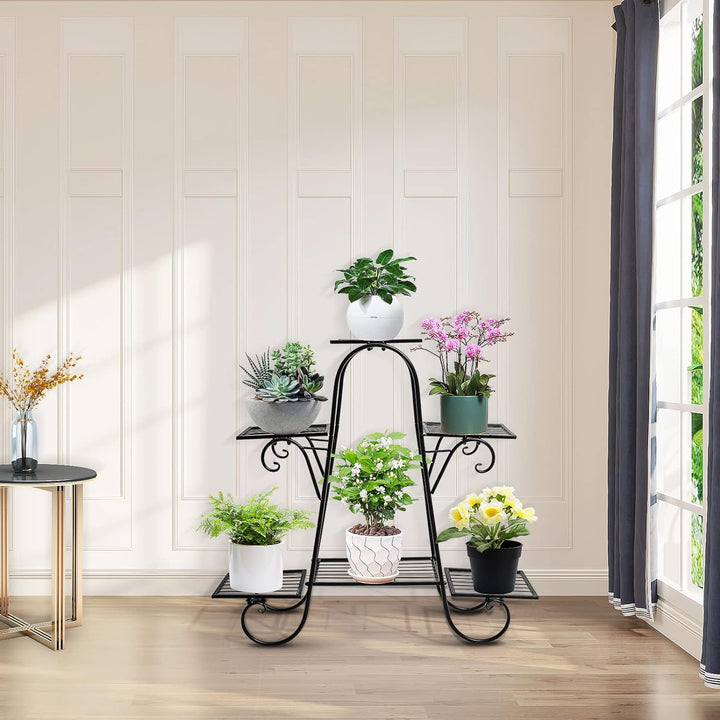 Queiting Metall Blumenständer Blumentreppe mit 6 Ebenen Retro Pflanzentreppe für Innen und Aussen Ga