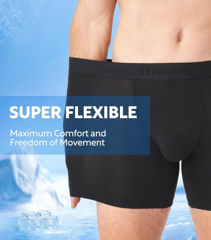 Separatec Herren Boxershorts Mehrfachpack Doppelbeutel Dual Pouch, Bambus Unterhosen Männer, Stretck