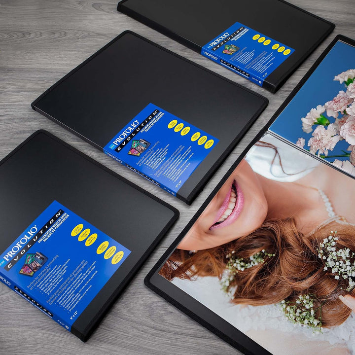 Itoya ProFolio Evolution schwarzes Fotoalbum mit 48 Seiten – Fotoalbum Kunst Portfolio Ordner für Ku
