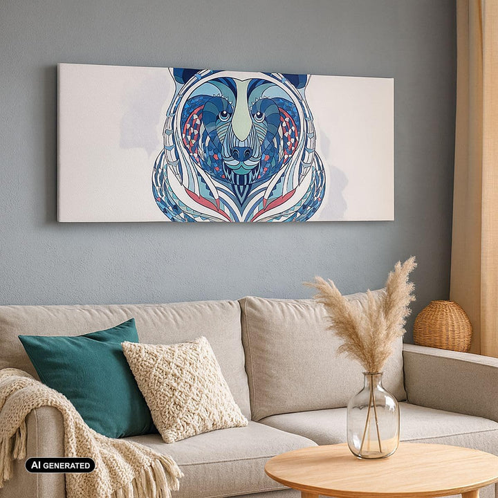 Panorama Bilder auf Leinwand 100x40cm Leinwandbild Bär Illustration Traum blumig Gross Wanddeko Bild