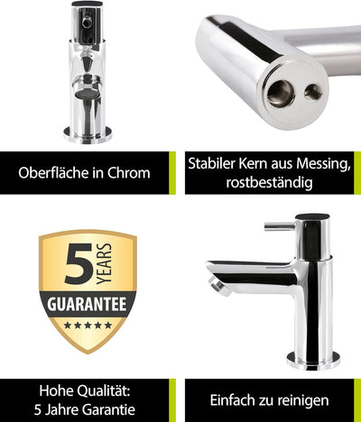 'aquaSu® Standventil Logo mit Wasserspar-Mischdüse, Kaltwasserarmatur mit Keramikkartusche, Einhebel