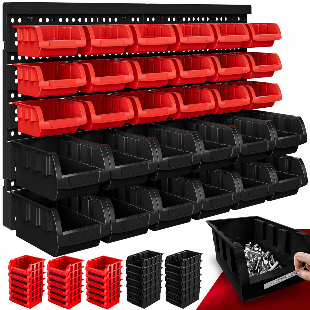DEUBA® Stapelboxen 32 tlg. Erweiterbar Etikettenfach Stabil Stossfest Starke Wandplatten Wandregal W
