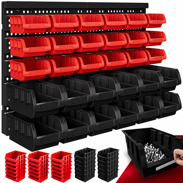 DEUBA® Stapelboxen 32 tlg. Erweiterbar Etikettenfach Stabil Stossfest Starke Wandplatten Wandregal W