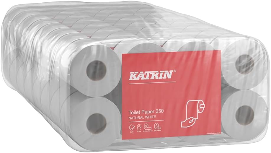 Toilettenpapier Katrin Basic natur, 2-lagig, 250 Blatt, 8x8=64 Rollen im Folienbeutel #169505