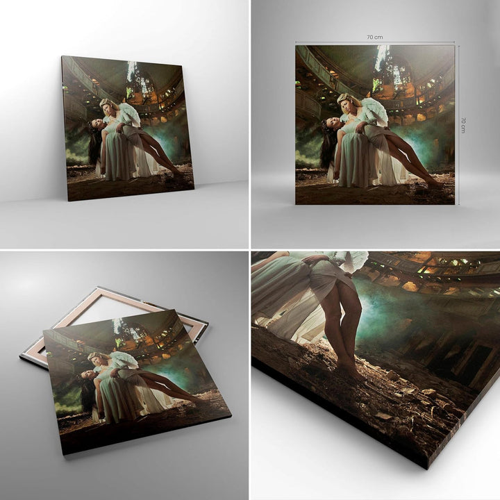 ARTTOR Bilder auf Leinwand 70x70cm Leinwandbild Engel Frau Theater Oper Gross Wanddeko Bild Schlafzi