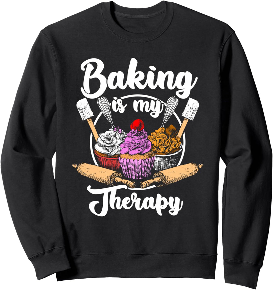 Backen Ist Meine Therapie Happy Baker Kuchen Brot Gebäck Koc Sweatshirt