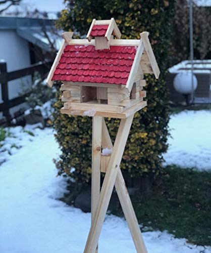 Rechteckiges Vogelhaus M - XL wetterfest aus Holz Vogel Futterstelle Haus mit und ohne Ständer (Grös