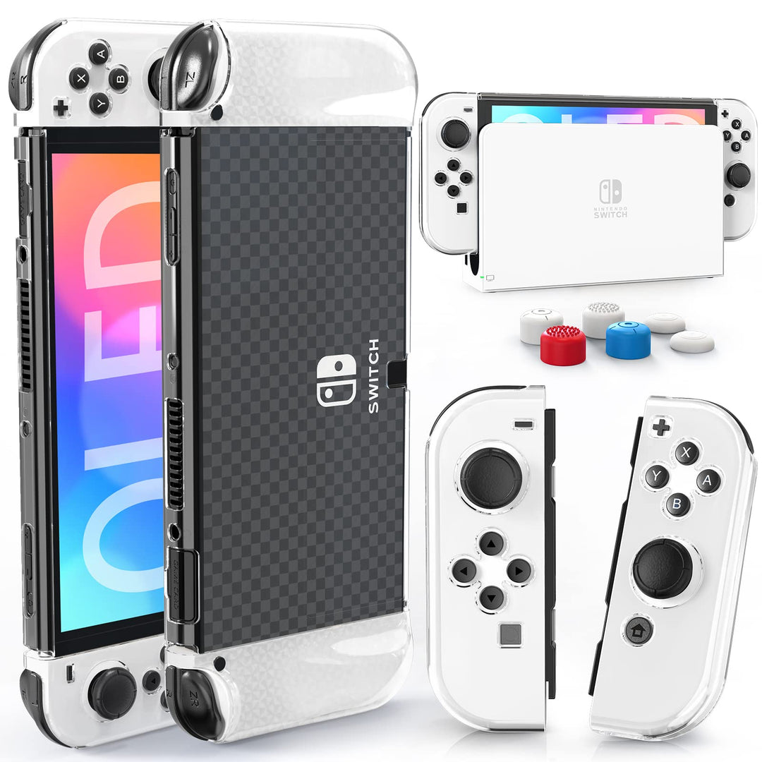 HEYSTOP Switch OLED Hülle Dockable PC Schutzhülle mit Griff Case und Daumenkappe für Nintendo Switch