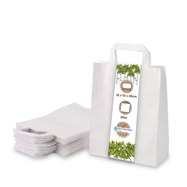 BIOZOYG weisse Papiertüten mit Griff I umweltschonende Papiertüte aus Kraftpapier I Geschenktüte bio