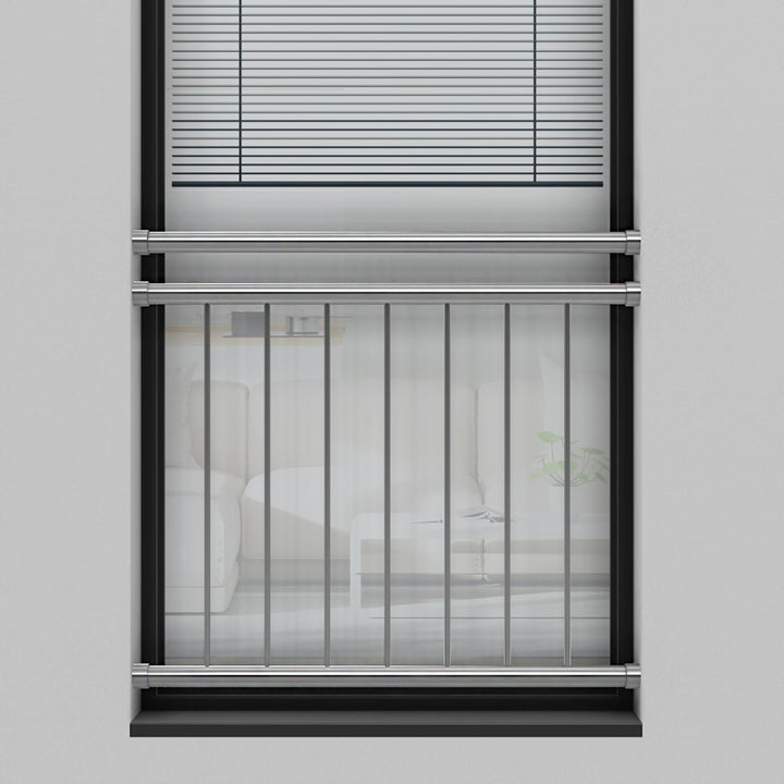 Edelstahl V2A - Französischer Balkon Franz Geländer Stabgeländer Innenbefestigung - 100x90 bis 185x9