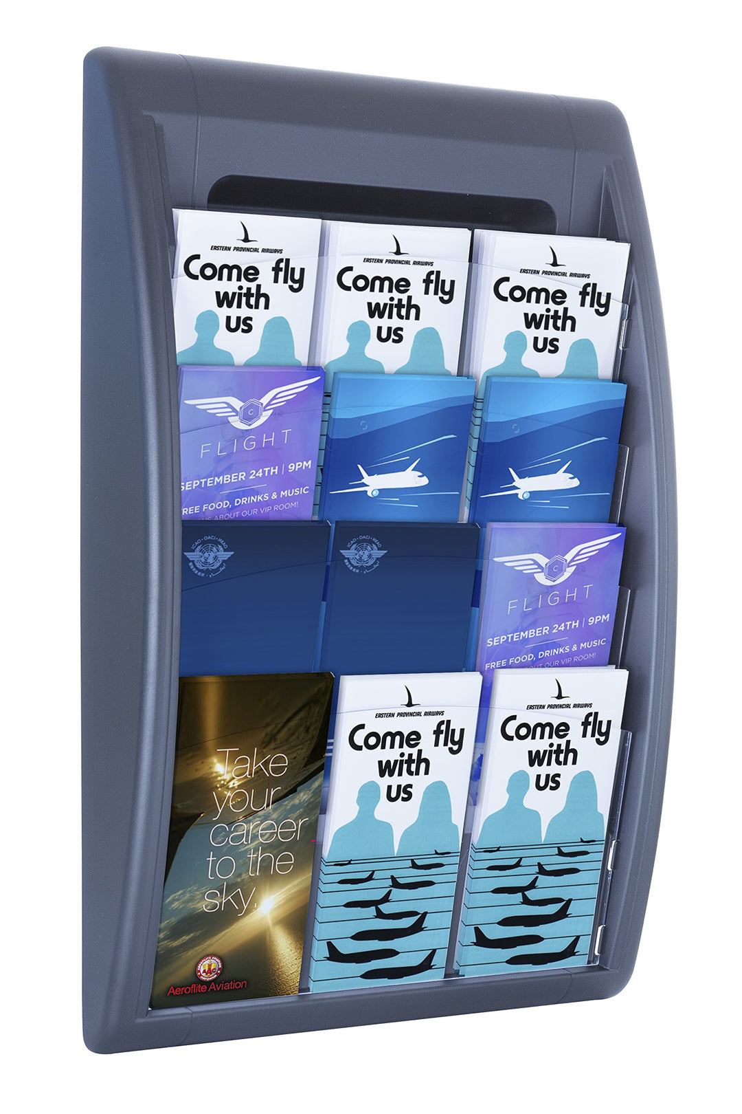 Paperflow Quick Fit Systeme Wand montiert Viertaschen-Literatur Display, 65 x 39,6 x 9,7 cm anthrazi