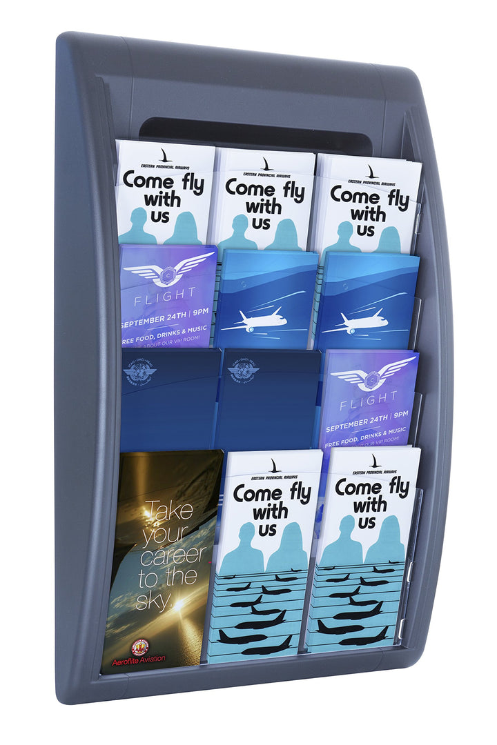 Paperflow Quick Fit Systeme Wand montiert Viertaschen-Literatur Display, 65 x 39,6 x 9,7 cm anthrazi