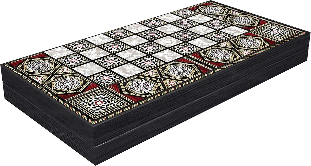 PrimoLiving Deluxe Holz Backgammon Set Palamedes – 28,5 x 28 cm - inklusive Schachbrett S Palamedes,