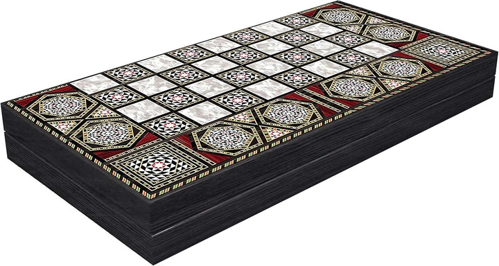 PrimoLiving Deluxe Holz Backgammon Set Palamedes – 28,5 x 28 cm - inklusive Schachbrett S Palamedes,