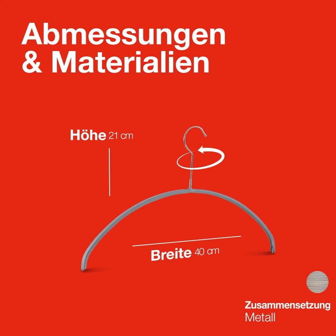 MAWA Kleiderbügel, Set mit 10 hochwertigen, platzsparenden, rutschfesten Kleiderbügeln, ideal für T-