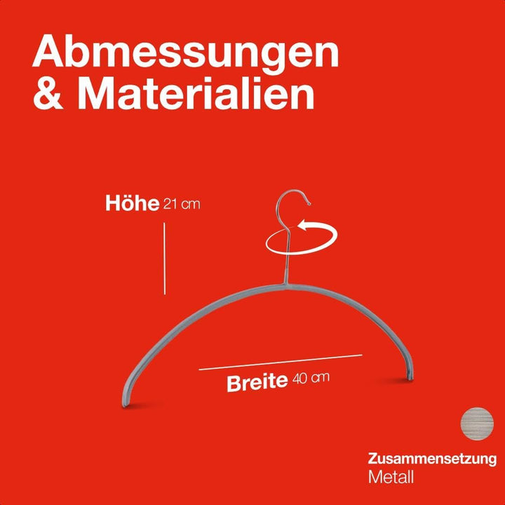 MAWA Kleiderbügel, Set mit 10 hochwertigen, platzsparenden, rutschfesten Kleiderbügeln, ideal für T-