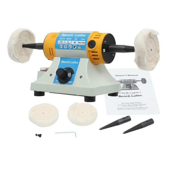 Tischpolierer Poliermaschine, Kleine multifunktionale Hocheffektive Mini-Drehmaschine mit 2*Tuchräde