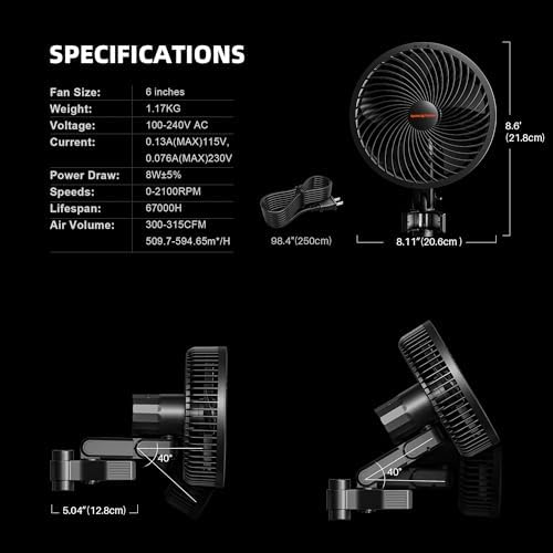Spider Farmer Grow Ventilator mit Clip mit Glow30 LED Grow Lampe