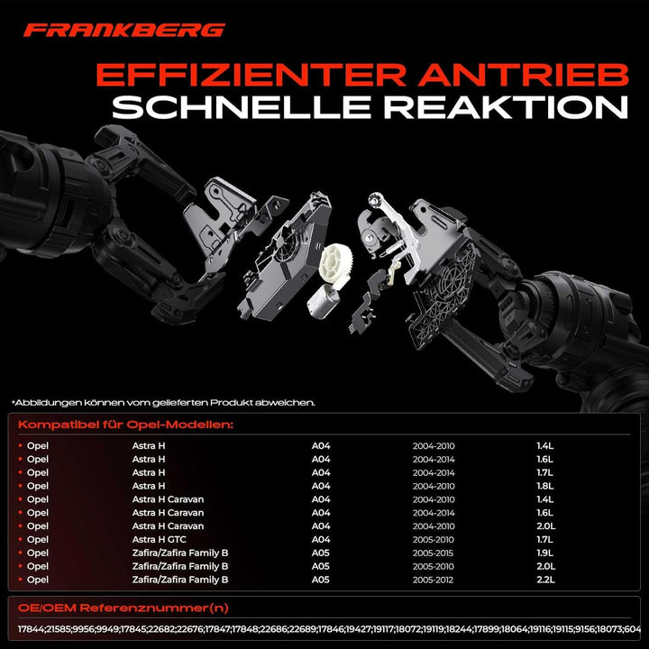 Frankberg 1x Türschloss Stellmotor Heckklappe Kompatibel mit Astra H L48 L35 L08 A04 2004-2014 Zafir
