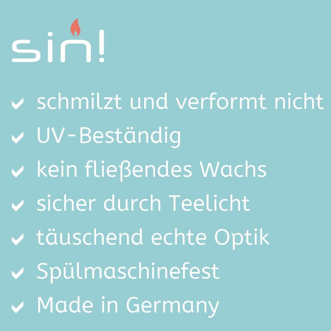 Sin!® 1x Teelichthalter & Dauerkerze Trend SCHWARZ ∅ 8cm Höhe 12cm - Die Kerze die Nicht schmilzt! K