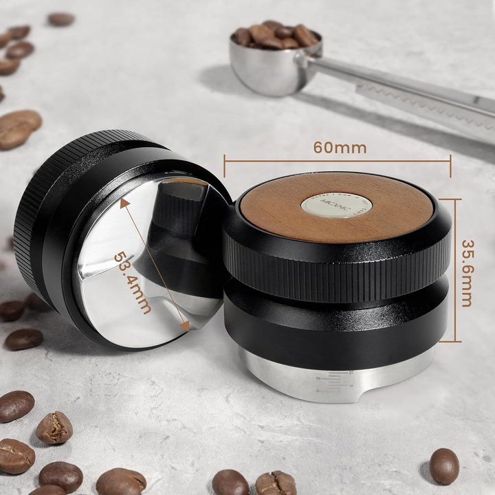 Espresso Leveler 54mm, Walnuss Oben Coffee Distributor für 54mm Siebträger, Höhenverstellbar Kaffee