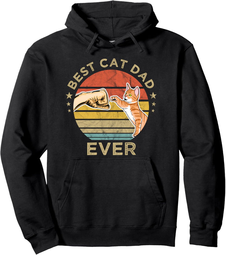 Best Cat Dad Ever - Retro Vintage Katze Katzen Papa Vatertag Pullover Hoodie