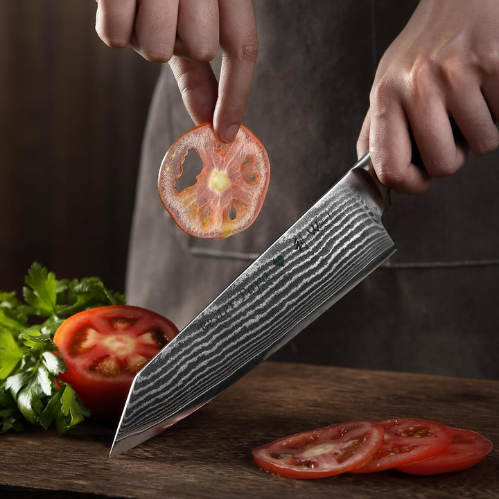 Wakoli EDIB Damast Chefmesser Kiritsuke mit Gravur – Personalisiertes Messer, 20cm Klinge aus 67 Lag