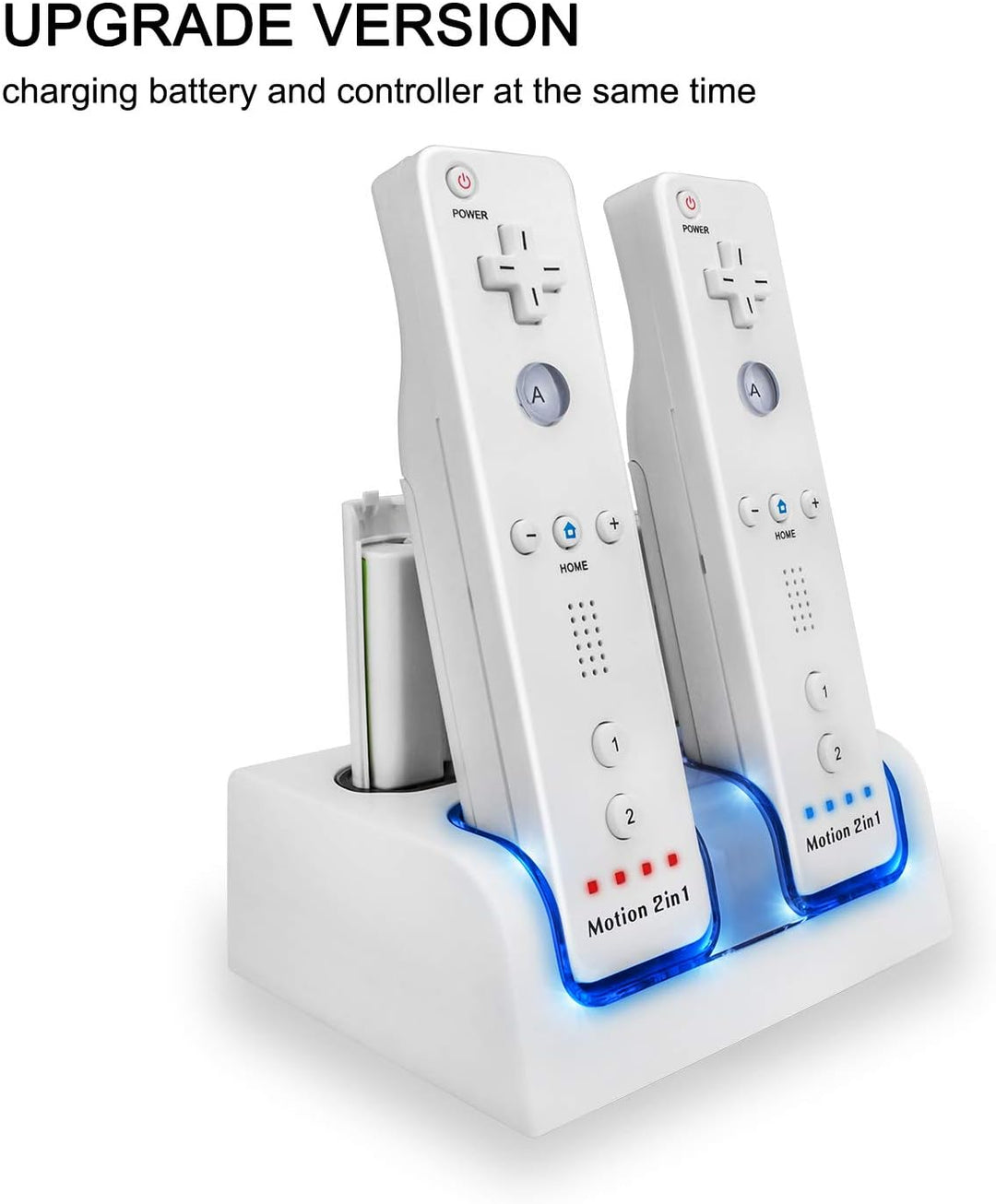 Remote Ladegerät für 2 Wii Controller mit 4 Akkus,TechKen Ladestation für WII Fernbedienung für Wii
