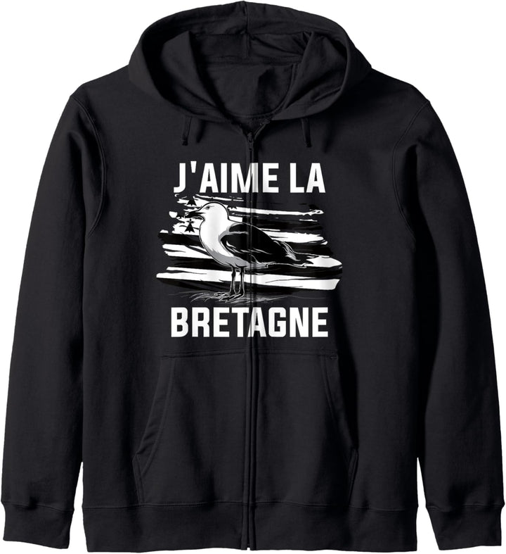Bretagne Flagge Fahne Urlaub Bretonen Frankreich Möve Kapuzenjacke
