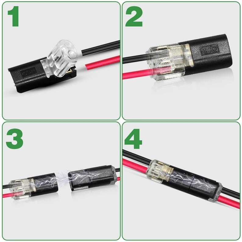 BMT xms Kabelverbinder 2-Polig, 18-22AWG Draht-Schnellspleiss-Steckverbinder, 2-Polig Kabel Steckver