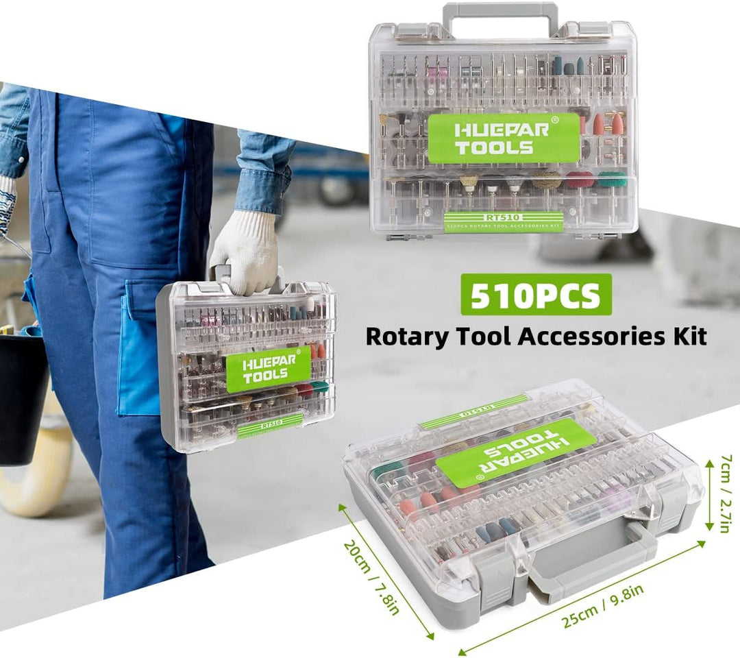 Huepar Tools Multifunktionswerkzeug Zubehör Set Drehwerkzeug 510 tlg. Universal Mehrzweck Zubehörset