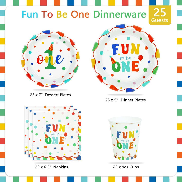 Heboland Pappteller Kindergeburtstag bunt Polka Dot Design Partygeschirr Set Geburtstag 125pcs Pappt