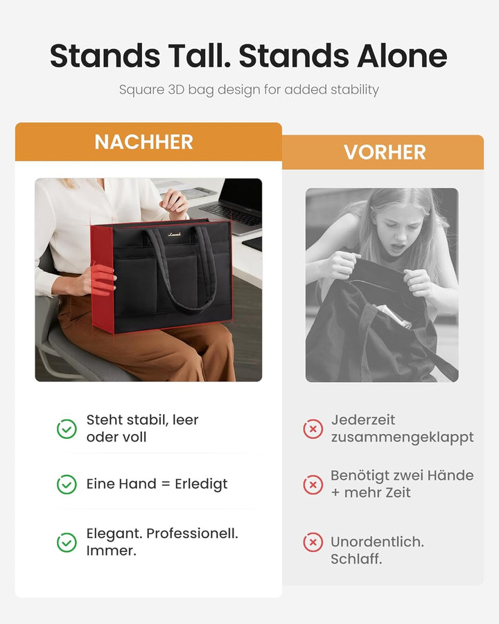 LOVEVOOK Shopper Tasche Damen, Handtasche Mittelgross, leichte Arbeitstasche,15,6 Zoll Laptoptasche