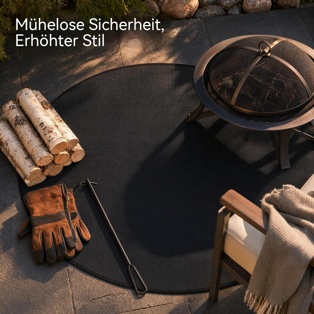 Rund Feuerfeste Unterlage, 97x97cm Feuerschutzmatte, 1093°C Feuerschalenmatte, 3 Schicht Aussenberei