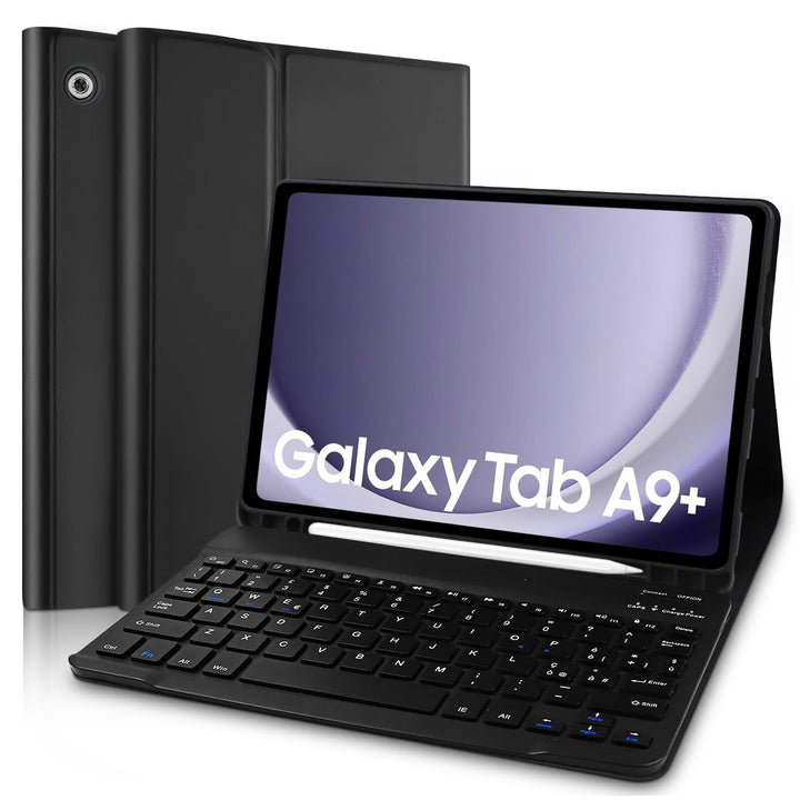 Schutzhülle mit Tastatur für Samsung Galaxy Tab A9 Plus, Italienische QWERTY Bluetooth-Tastatur für